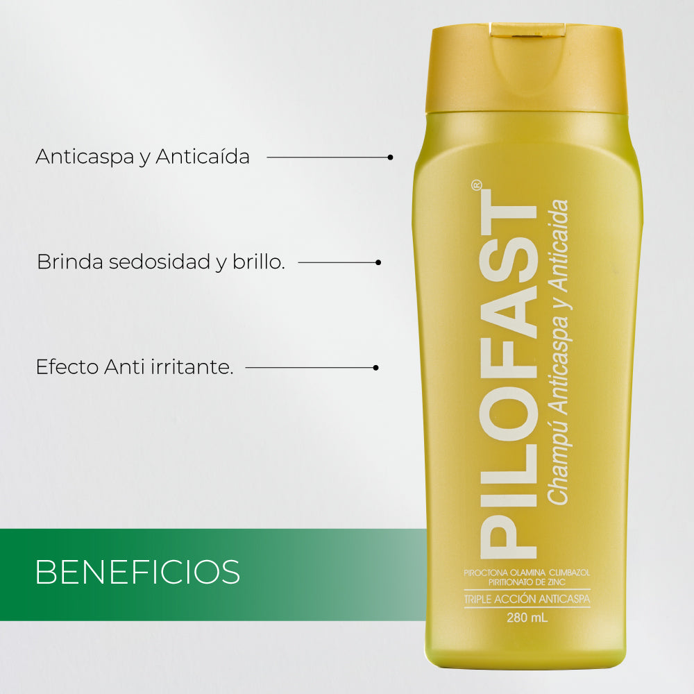 Pilofast Champú Anticaída y Anticaspa – Control de Caspa y Fortalecimiento Capilar – Cuidado Capilar