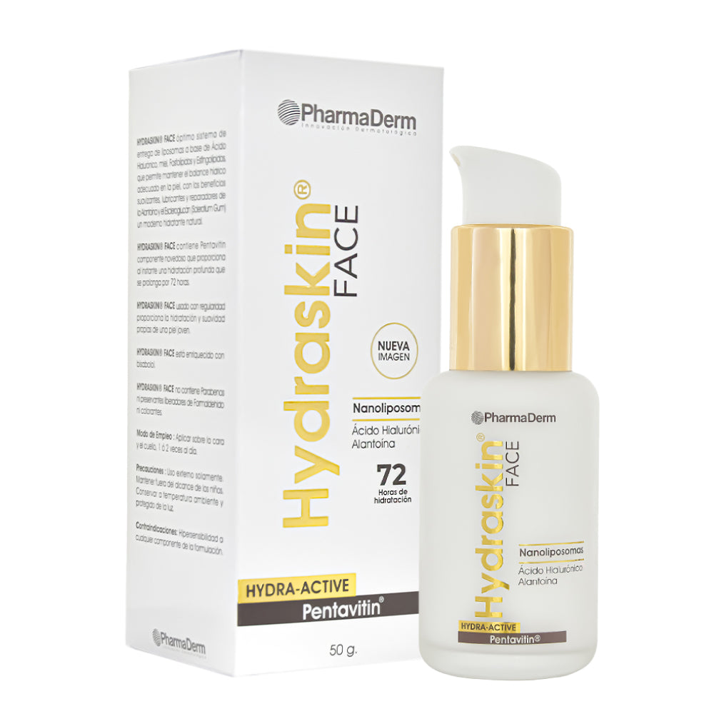 Hydraskin Face de Pharmaderm hidratante facial en emulgel para piel mixta y joven - donde compra en Pharmaskin - Efecto matificante - Previene signos de envejecimiento - no cierra poros - piel fresca