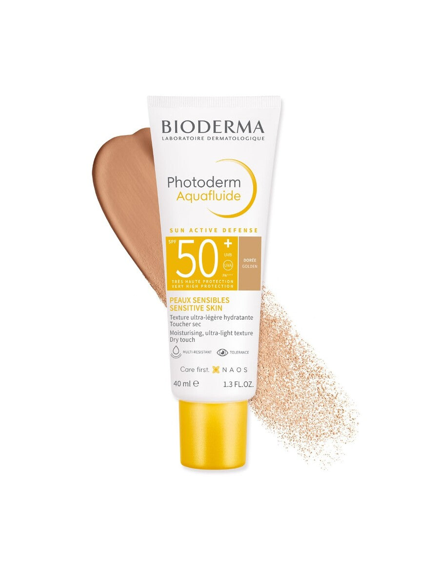 Photoderm Aquafluide Bioderma Dorado protector solar facial.