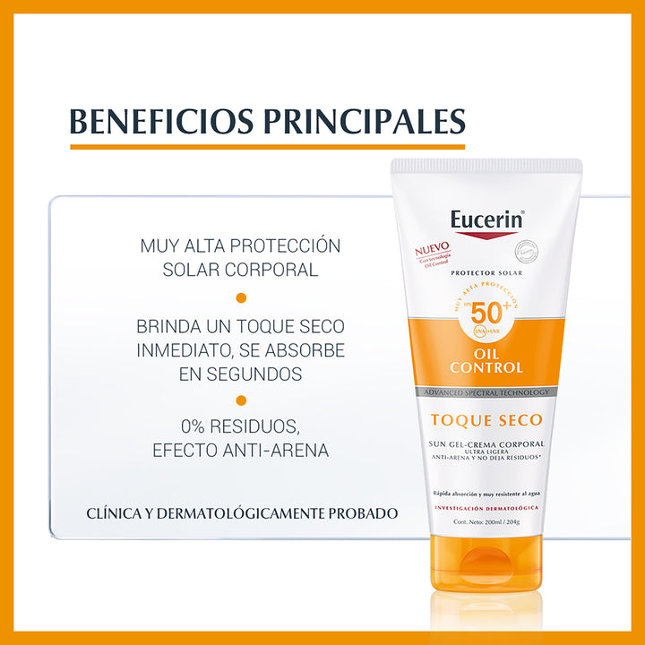 Protector Solar Corporal Eucerin 200 ml toque seco FPS 50+