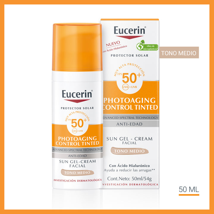 Protector Solar Facial Antiedad Eucerin Medio FPS 50+.
