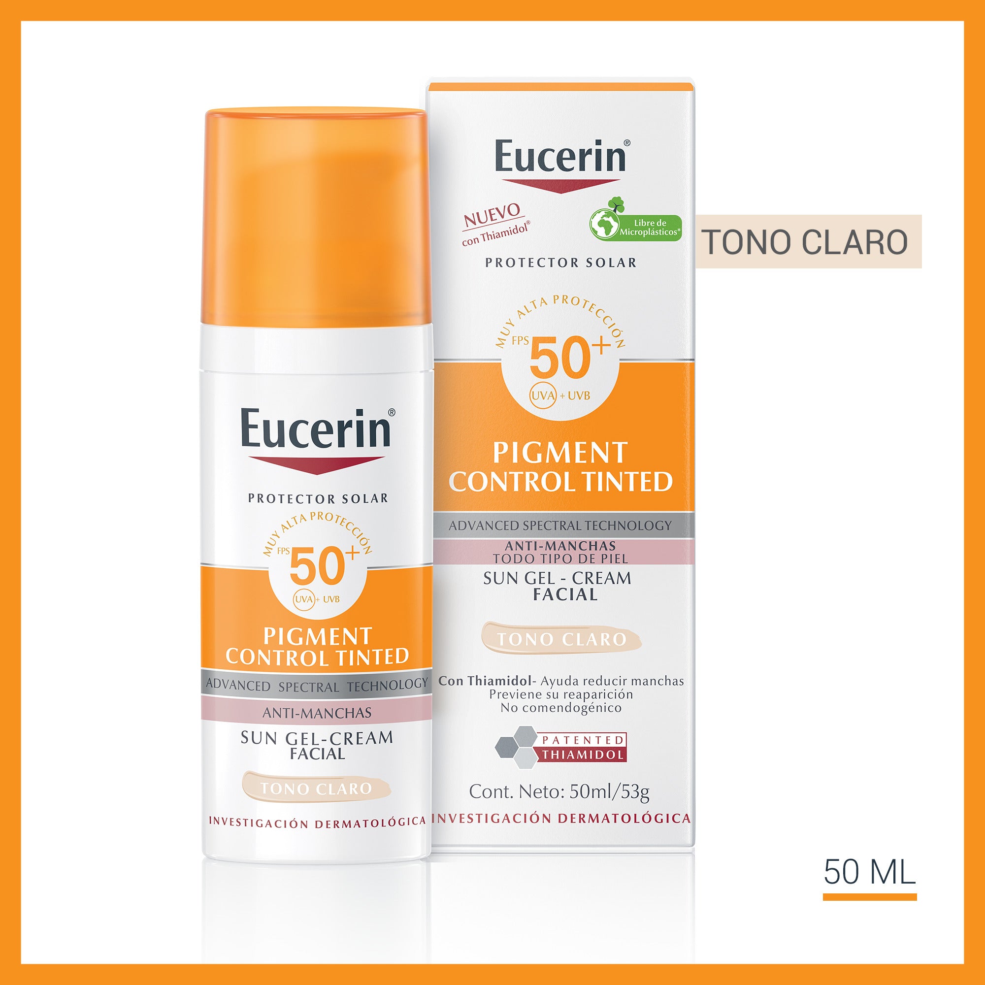 Protector Solar Facial Eucerin Tono Claro FPS 50+