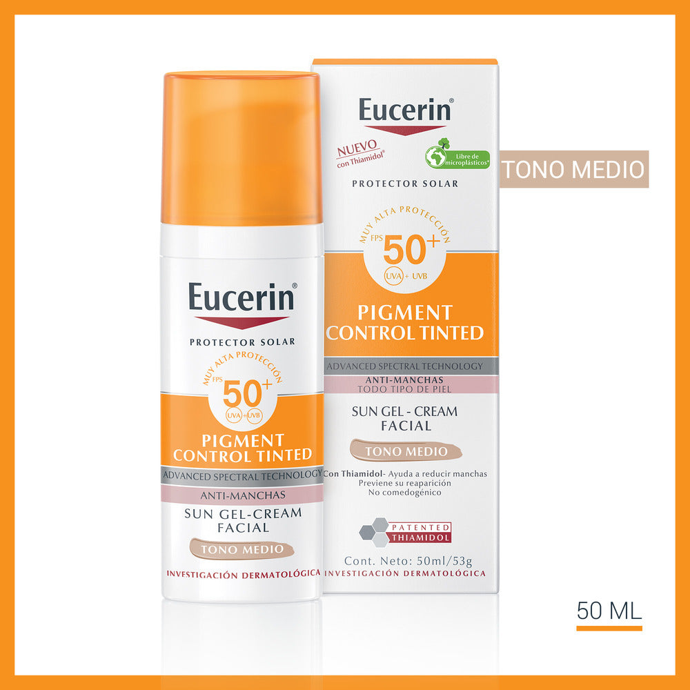 Protector Solar Facial Eucerin Tono Medio SPF 50+ para pieles sensibles