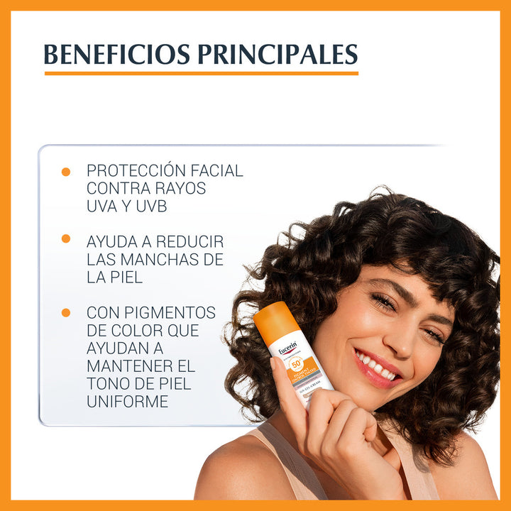 Protector Solar Facial Eucerin Tono Medio SPF 50+ para pieles sensibles