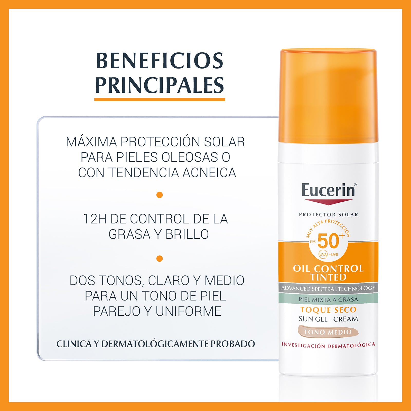 Protector Solar Facial Eucerin SPF 50+ Oil Control para piel grasa