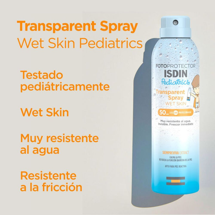 Fotoprotector Transparent Spray Wet Skin Pediatrics SPF 50 de Isdin 250 ml