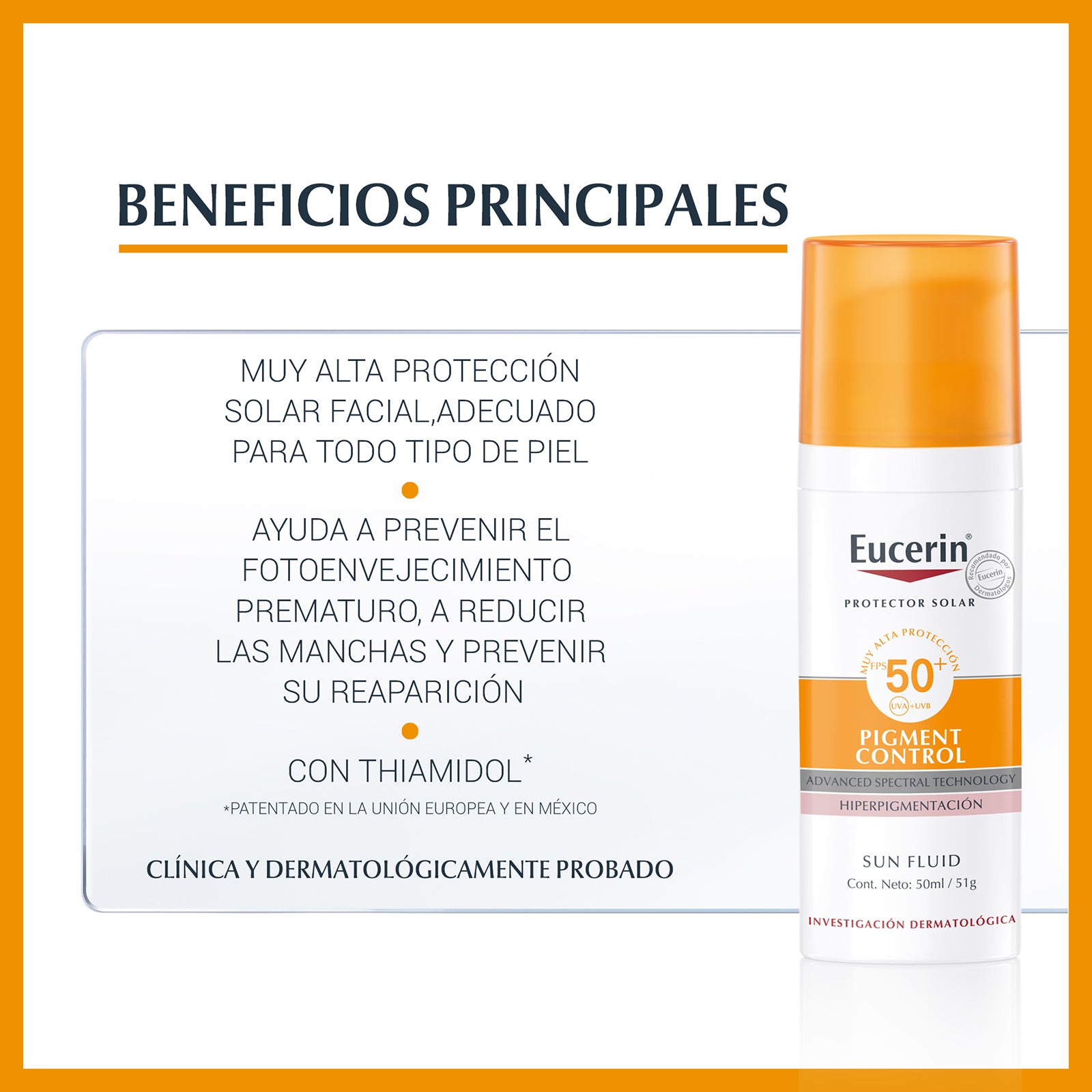 Protector Solar Facial Pigment Control Eucerin Sin Color FPS 50+