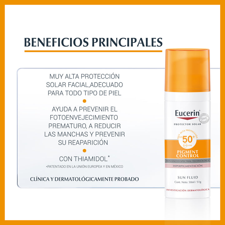 Protector Solar Facial Pigment Control Eucerin Sin Color FPS 50+