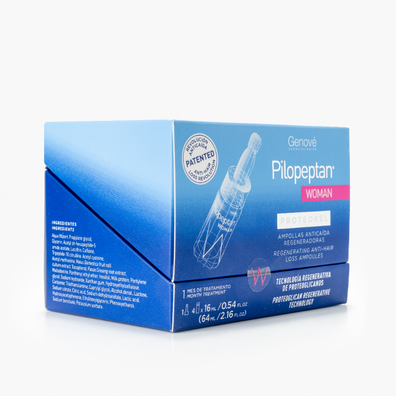 Pilopeptan Woman Proteokel Ampollas x 4 Unidades 16 ml c/u - GENOVE | Tratamiento anticaída capilar