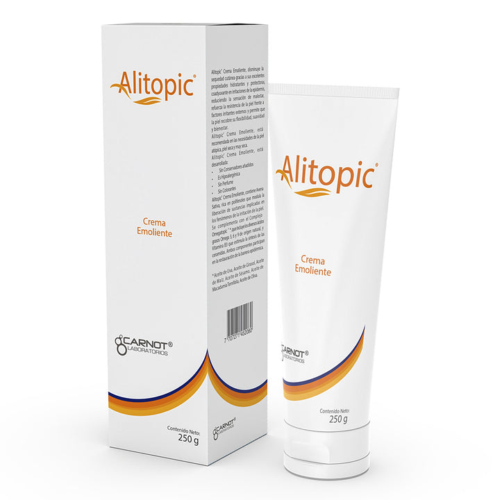 Envase de Alitopic Crema Emoliente Carnot 250 ml para el cuidado de la piel.