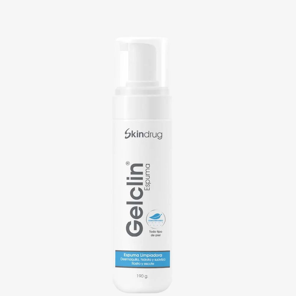 Envase de Gelclin Espuma - Skindrug para la limpieza suave e hidratante de rostro y cuerpo.