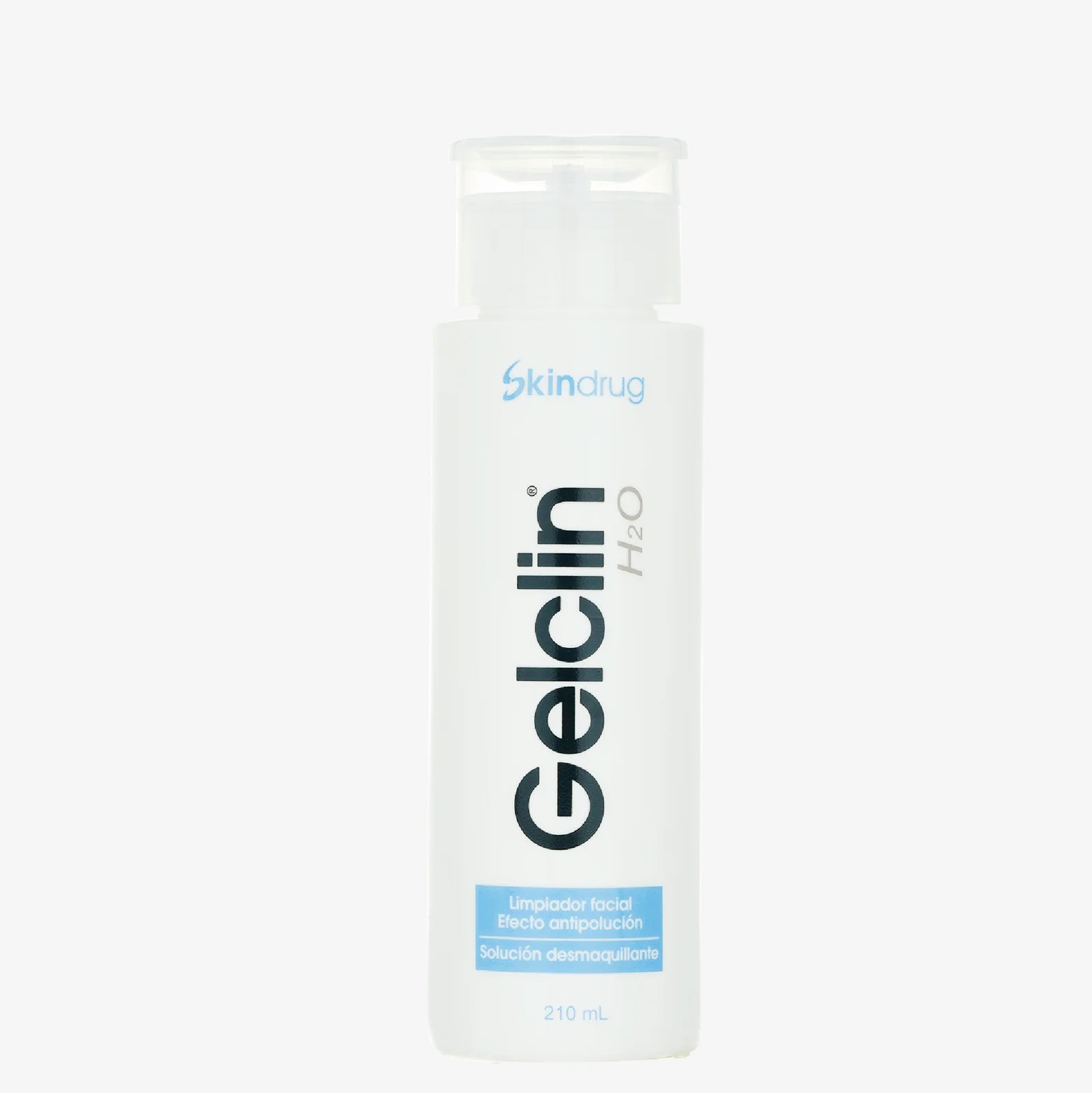 Envase de Gelclin H2O - Skindrug para la limpieza micelar y desmaquillado de rostro, ojos y labios.
