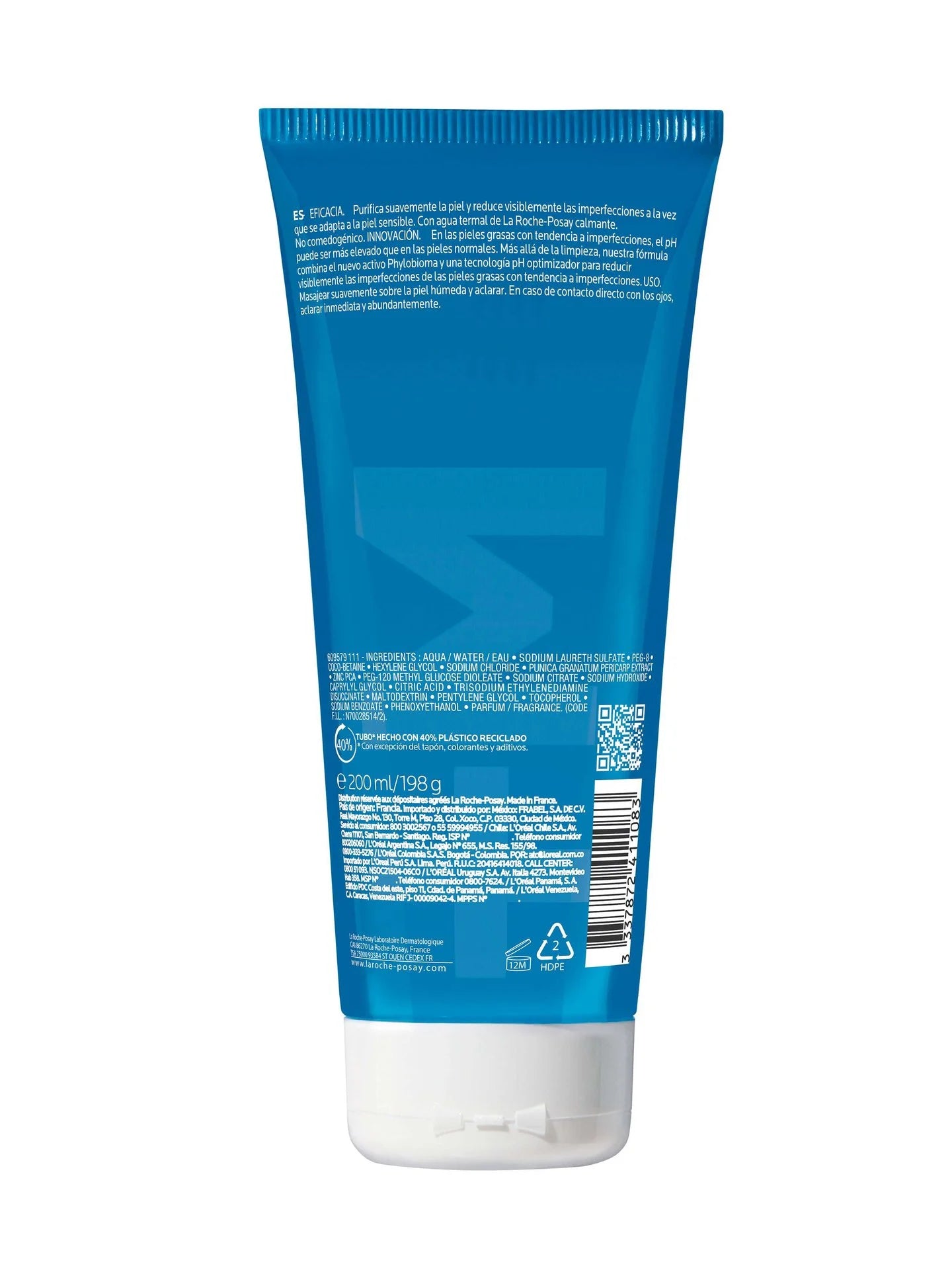 Envase de Gel Limpiador Facial Effaclar La Roche-Posay 200 ml para piel grasa
