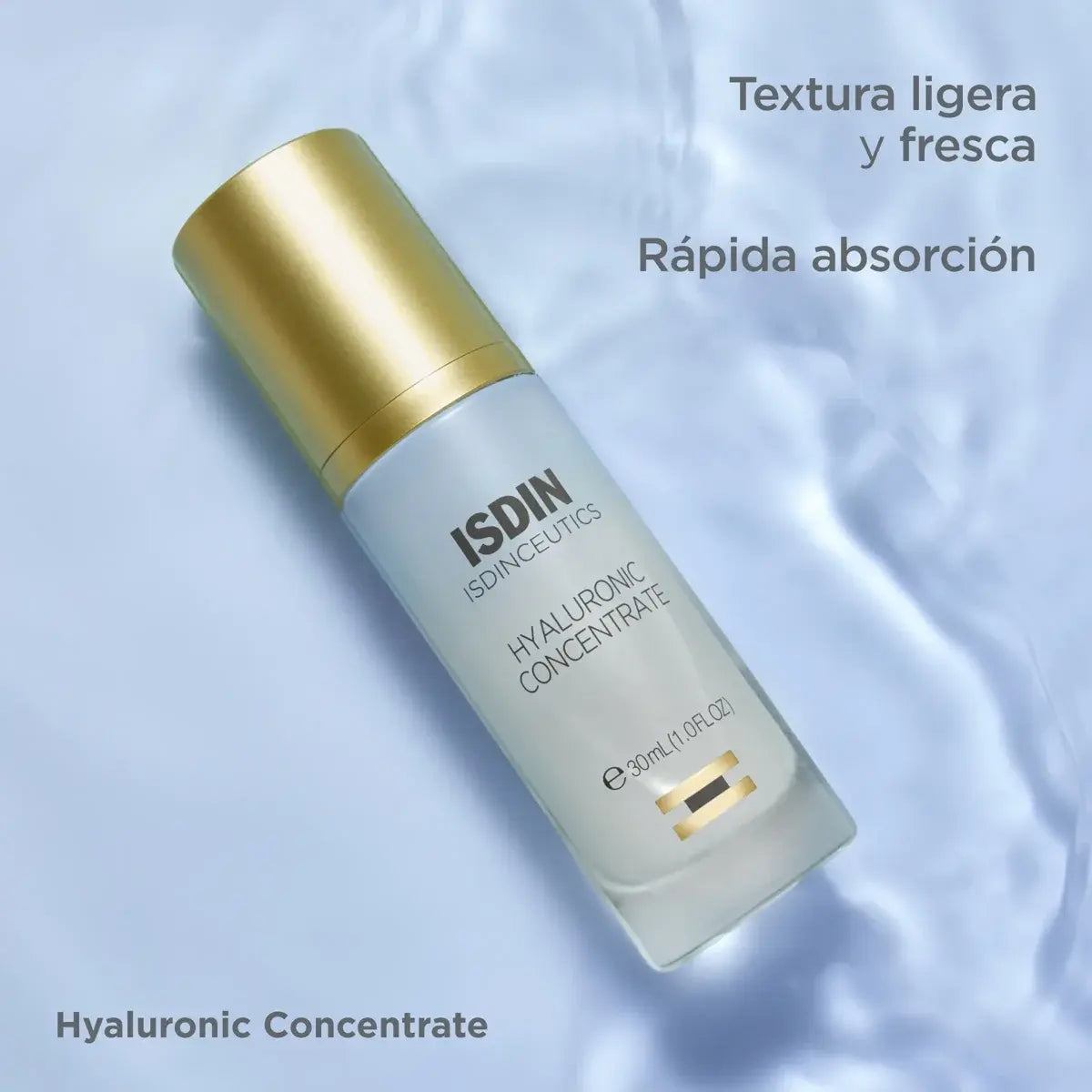 Envase de Isdinceutics Hyaluronic Concentrate Serum Isdin 30 ml para hidratación facial.