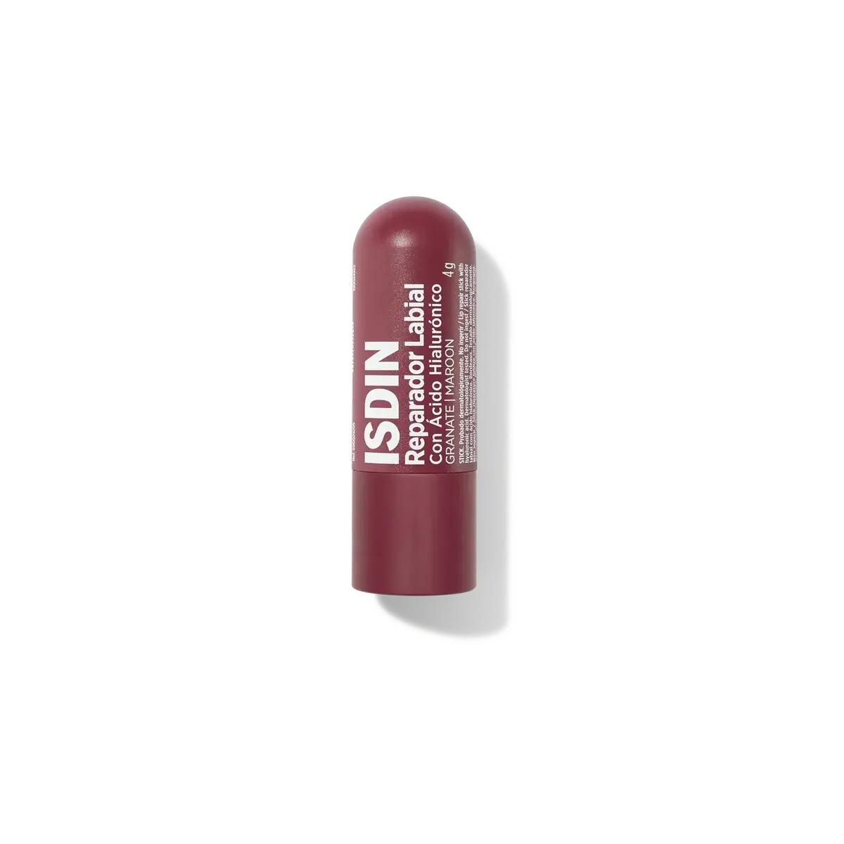 Stick de 4 gr de ISDIN Reparador Labial Granate para la hidratación y el bienestar de los labios.