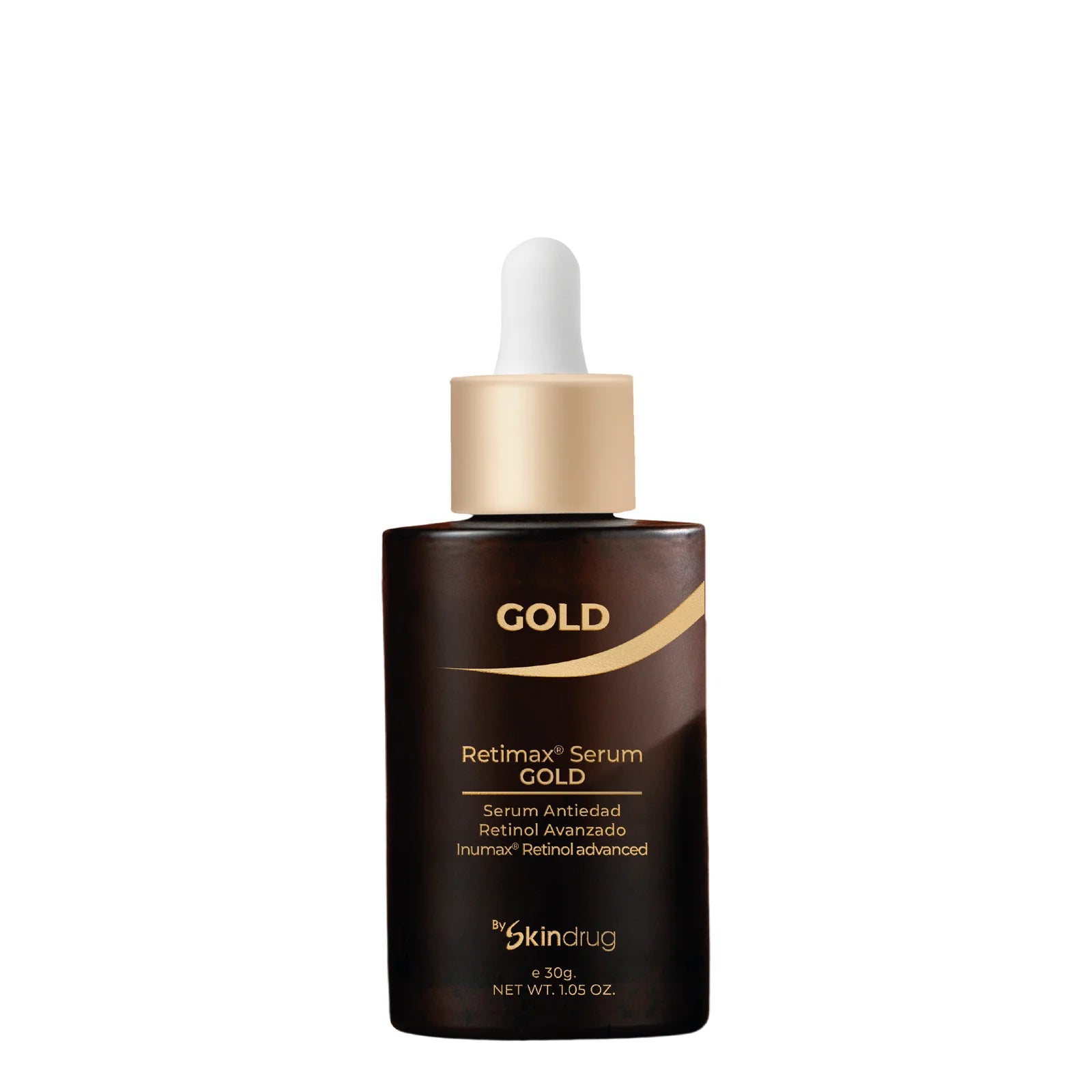 Serum facial iluminador con color Retimax Serum Gold de Skindrug.
