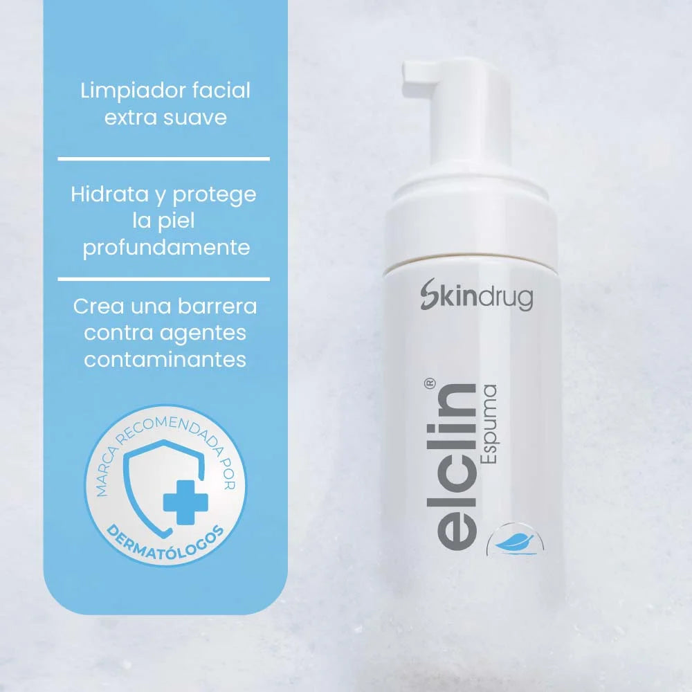 Envase de Gelclin Espuma - Skindrug para la limpieza suave e hidratante de rostro y cuerpo.