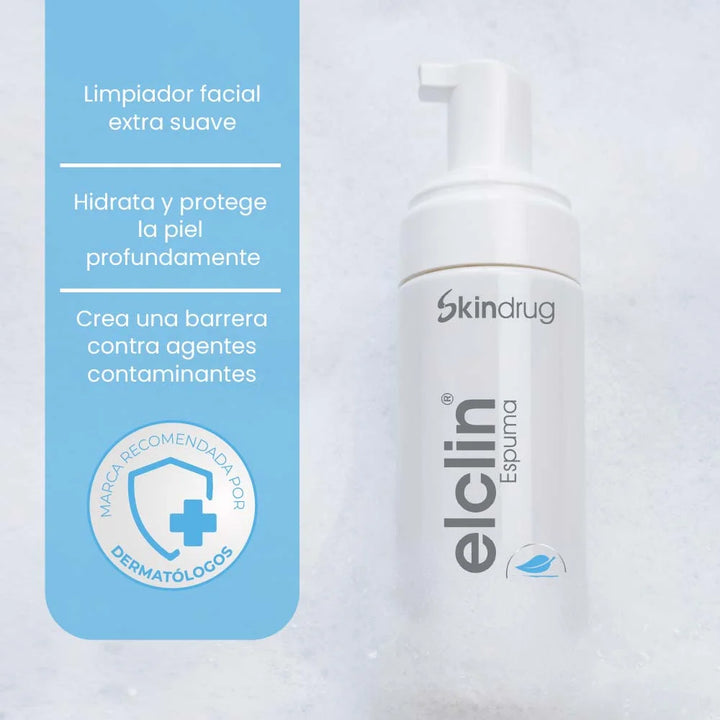 Envase de Gelclin Espuma - Skindrug para la limpieza suave e hidratante de rostro y cuerpo.