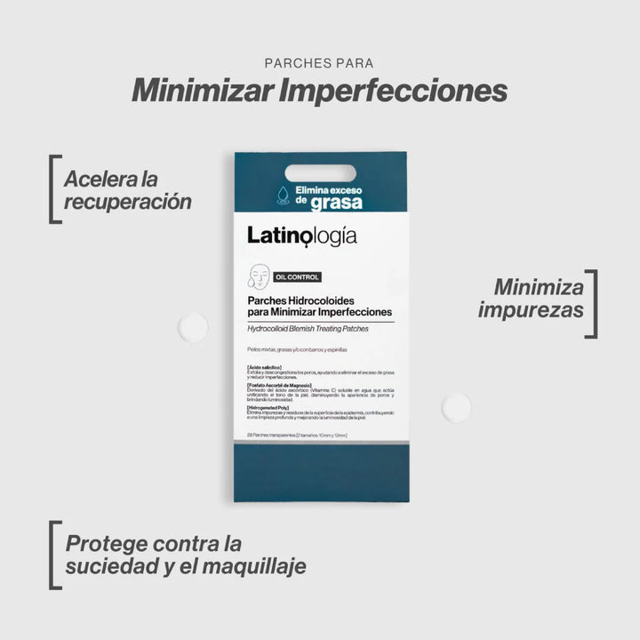 Lámina de Parches Hidrocoloides Latinología para el cuidado de imperfecciones localizadas.