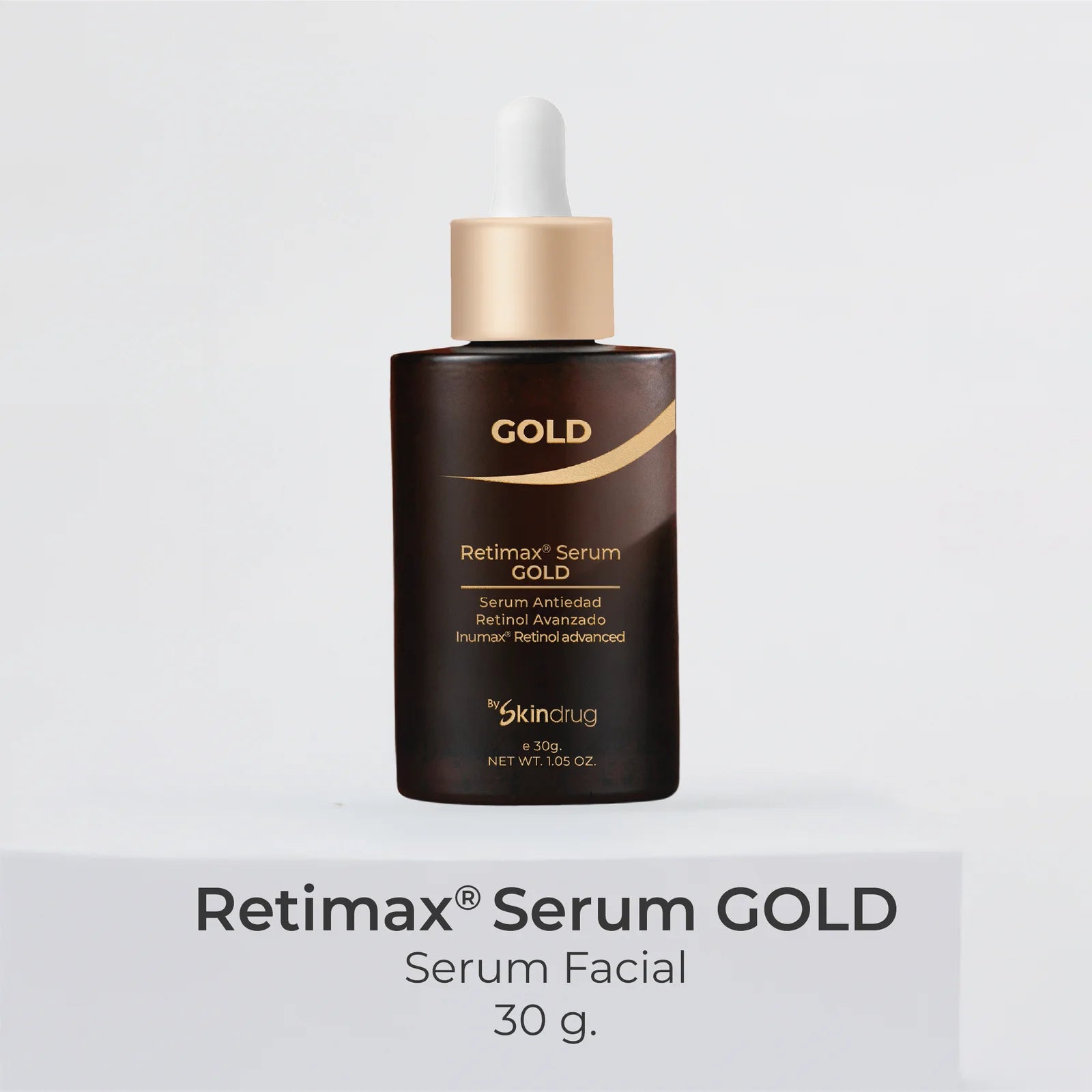 Serum facial iluminador con color Retimax Serum Gold de Skindrug.