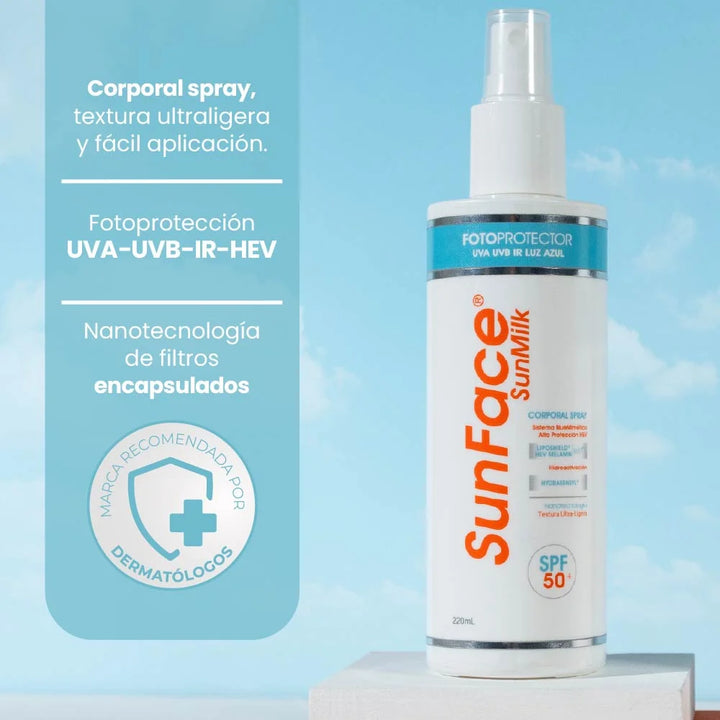 Protector solar fluido SunFace SunMilk de Pharmaskin para el rostro.