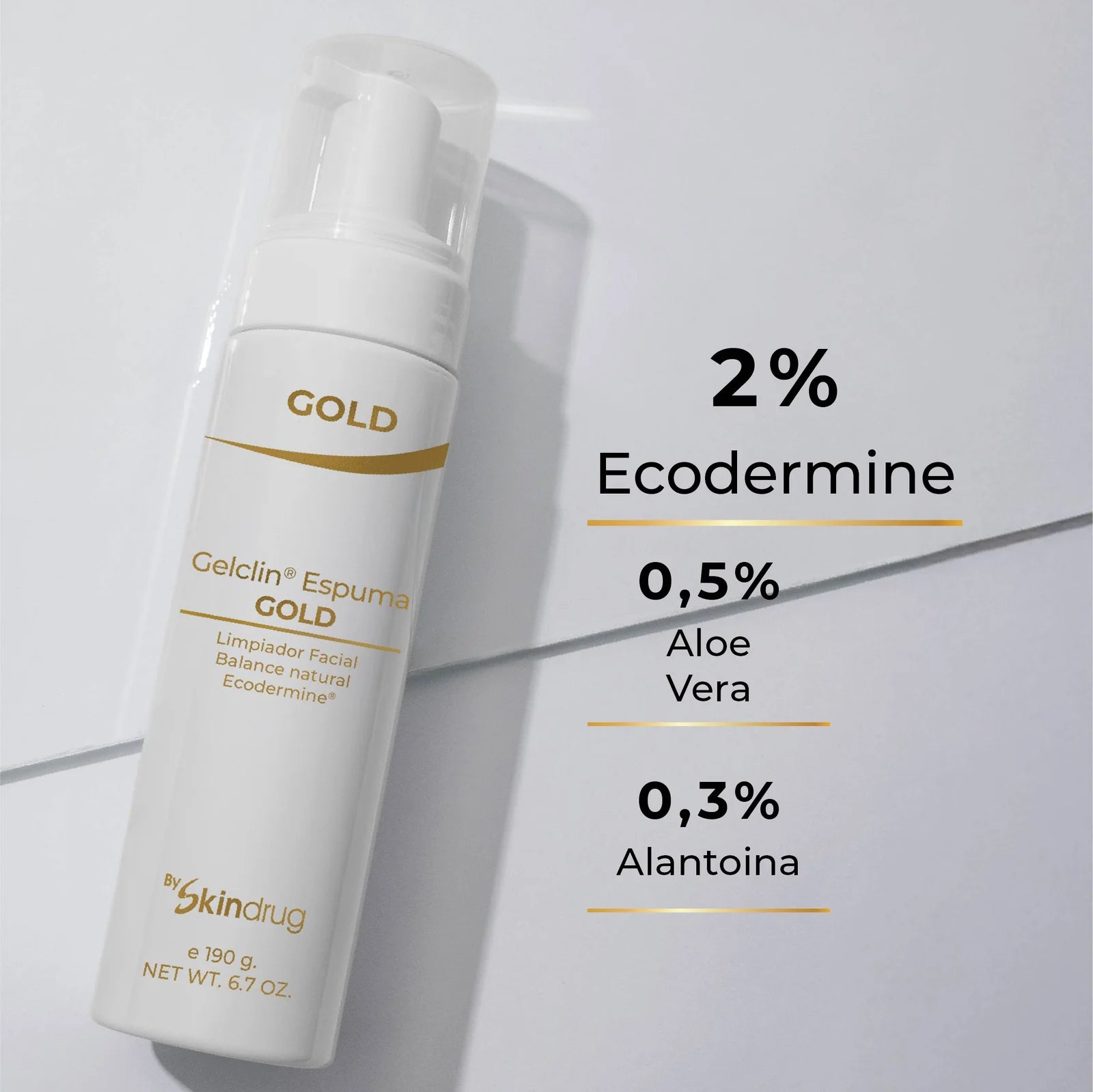 Dermolimpiador facial en espuma Gelclin Espuma Gold de Skindrug.