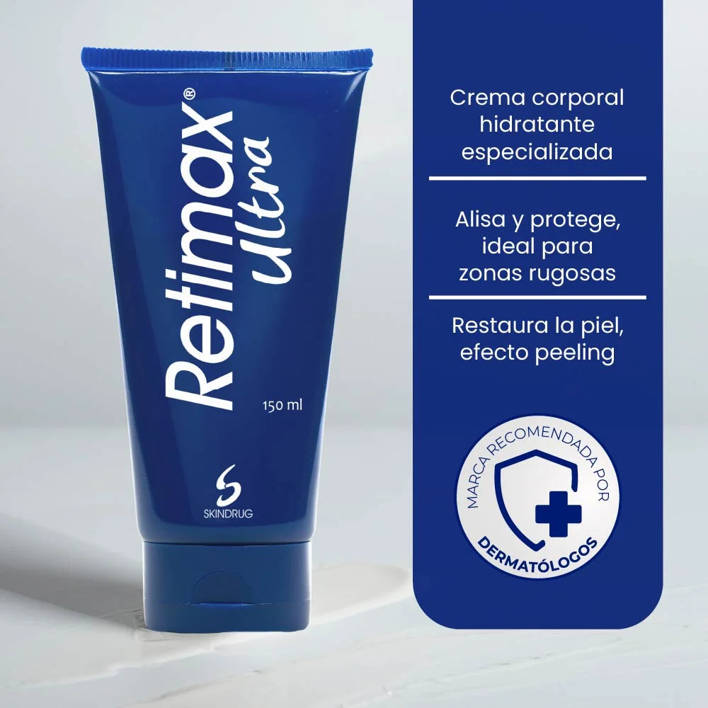 Crema hidratante corporal Retimax Ultra de Pharmaskin para mejorar la textura cutánea.