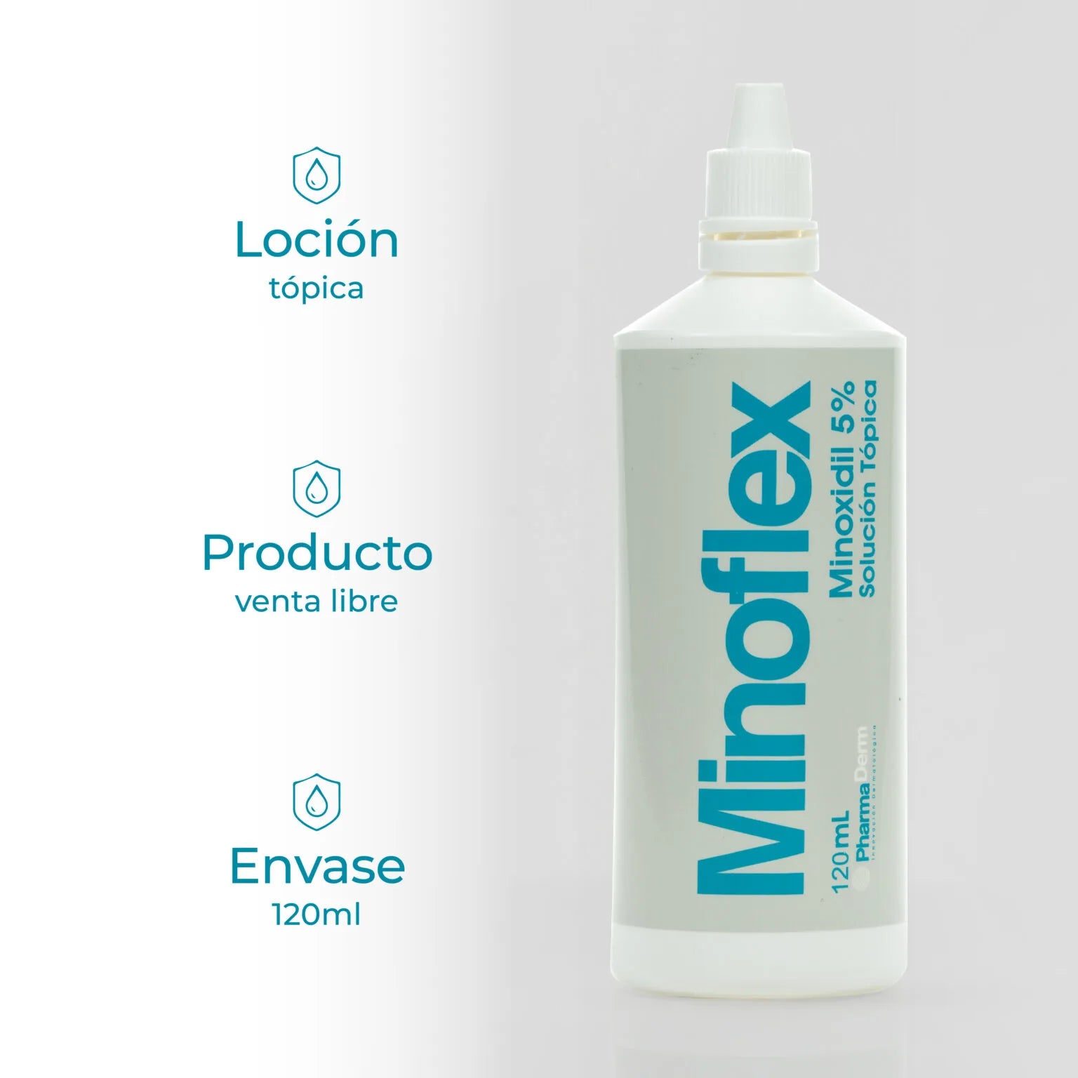 Solución capilar fortalecedora Minoflex de Pharmaderm para mejorar la densidad.