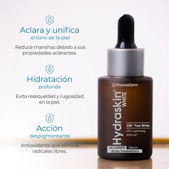 Serum iluminador y unificador de tono Hydraskin White de Pharmaderm.
