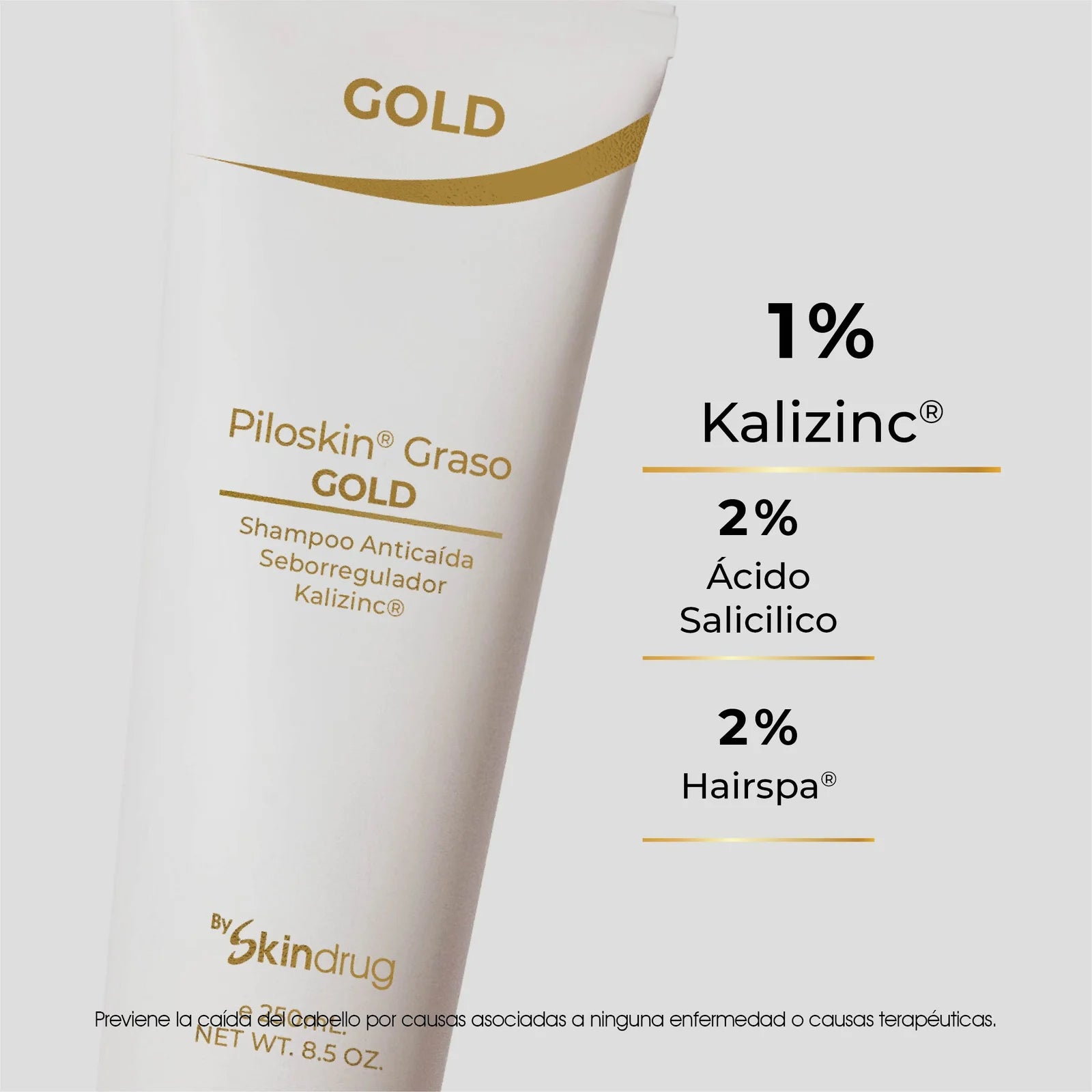 Shampoo para cabello graso Piloskin Graso Gold de Skindrug.