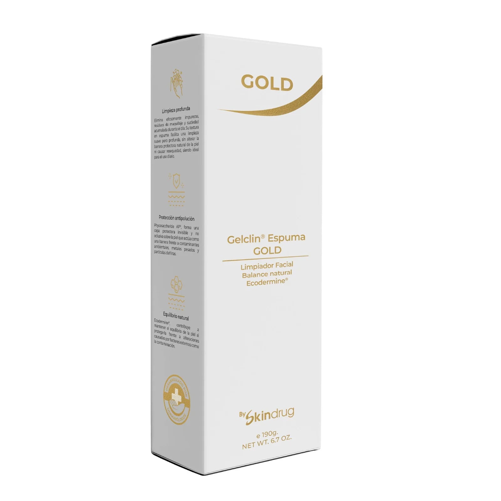 Dermolimpiador facial en espuma Gelclin Espuma Gold de Skindrug.