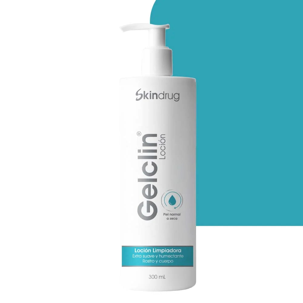 Envase de Gelclin Loción - Skindrug para la limpieza hidratante en rostro y cuerpo.
