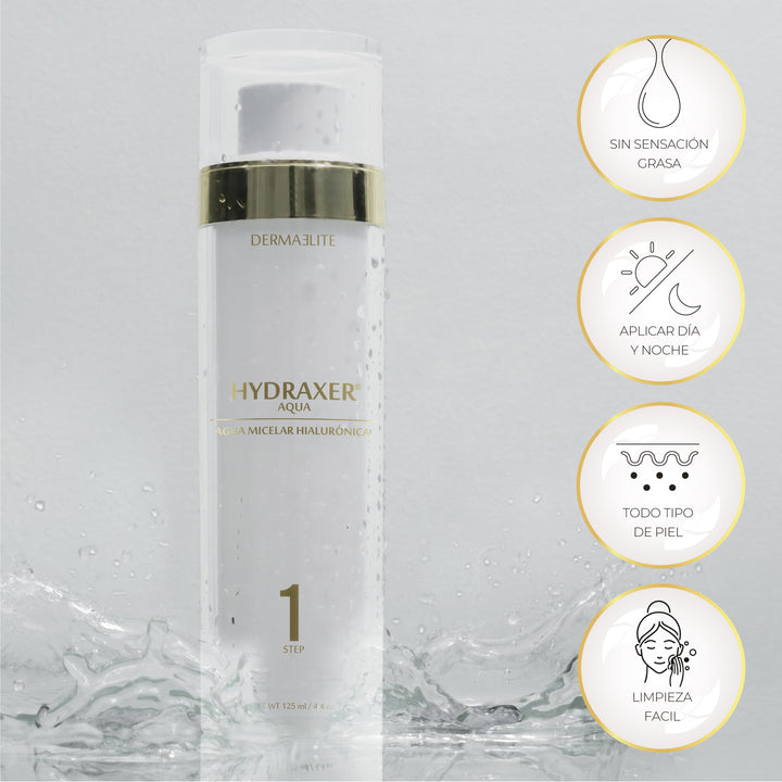 Envase de Hydraxer Aqua Limpiador Facial - Dermaelite para la limpieza profunda y tratamiento de firmeza.