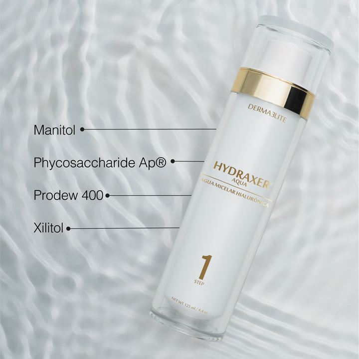 Envase de Hydraxer Aqua Limpiador Facial - Dermaelite para la limpieza profunda y tratamiento de firmeza.