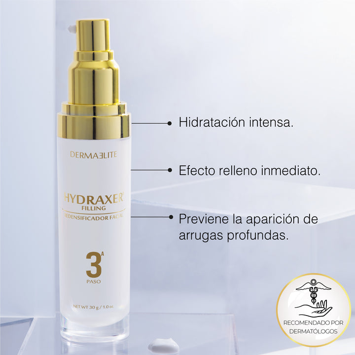 Envase de Hydraxer Filling - Dermaelite para el tratamiento de firmeza y relleno de arrugas faciales.