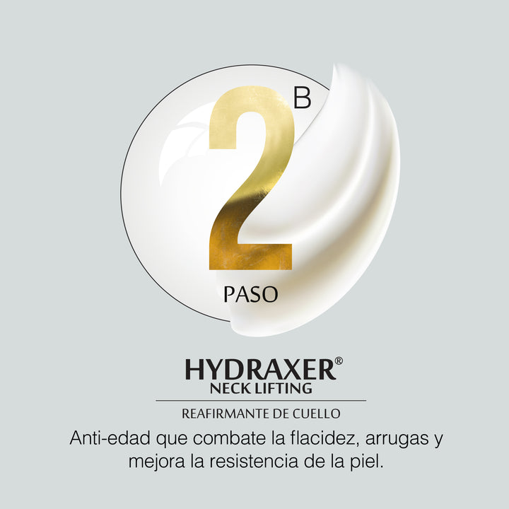 Envase de Hydraxer Neck Lifting Antiage - Dermaelite para el tratamiento de firmeza y lifting en cuello y escote.