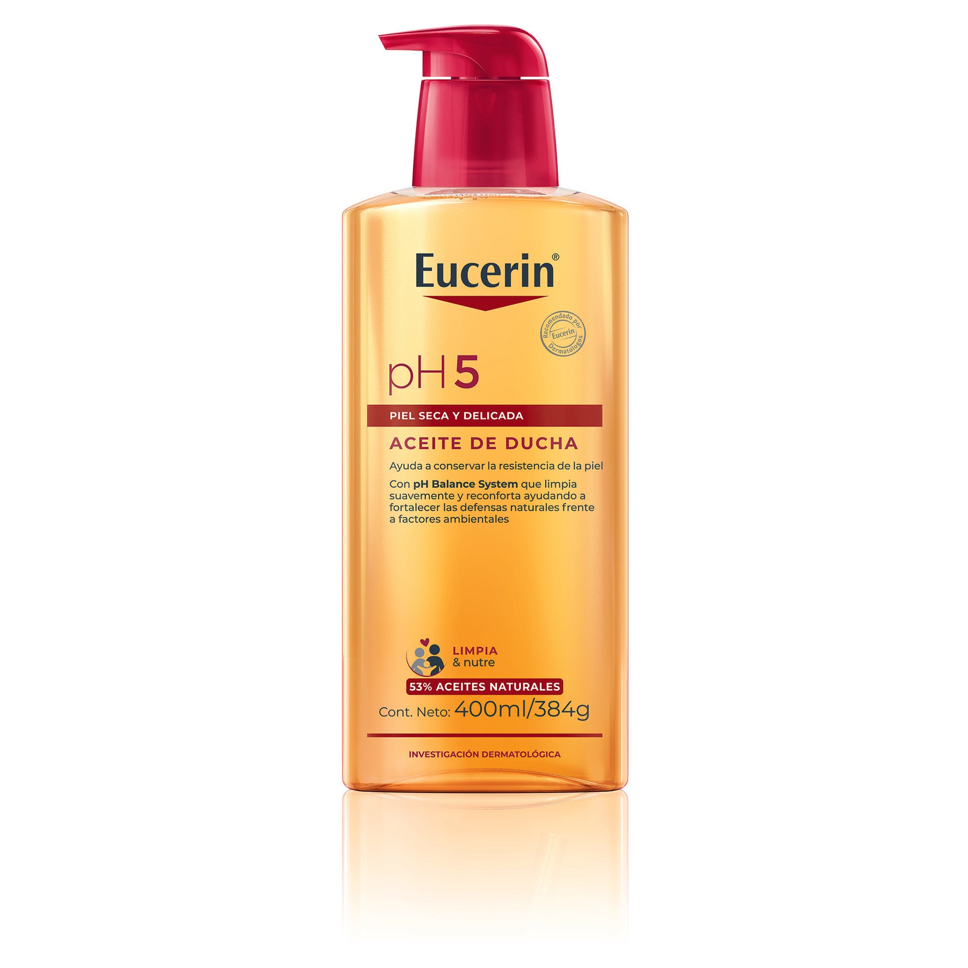 Aceite de ducha Eucerin 400 ml para pieles sensibles.