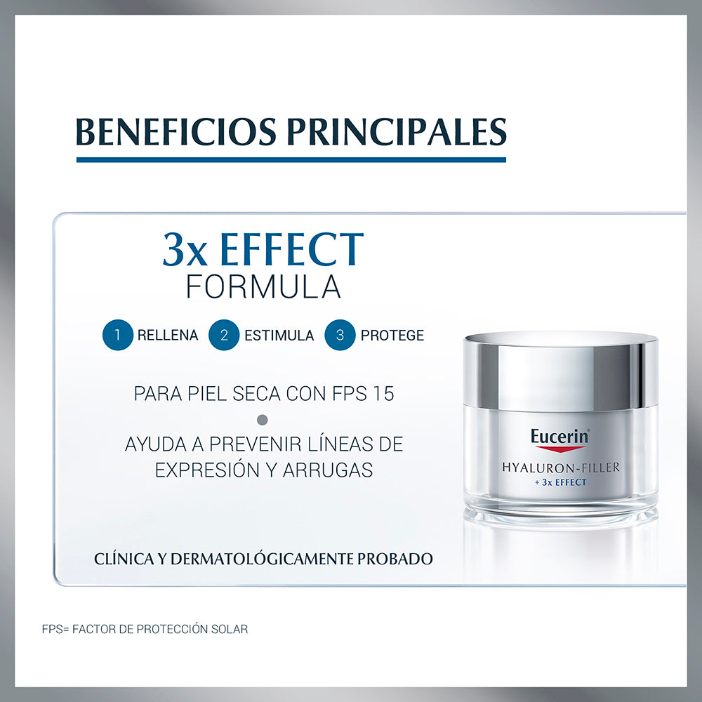 Crema Facial Eucerin Hyaluron-Filler Triple Efecto FPS15 50 ml