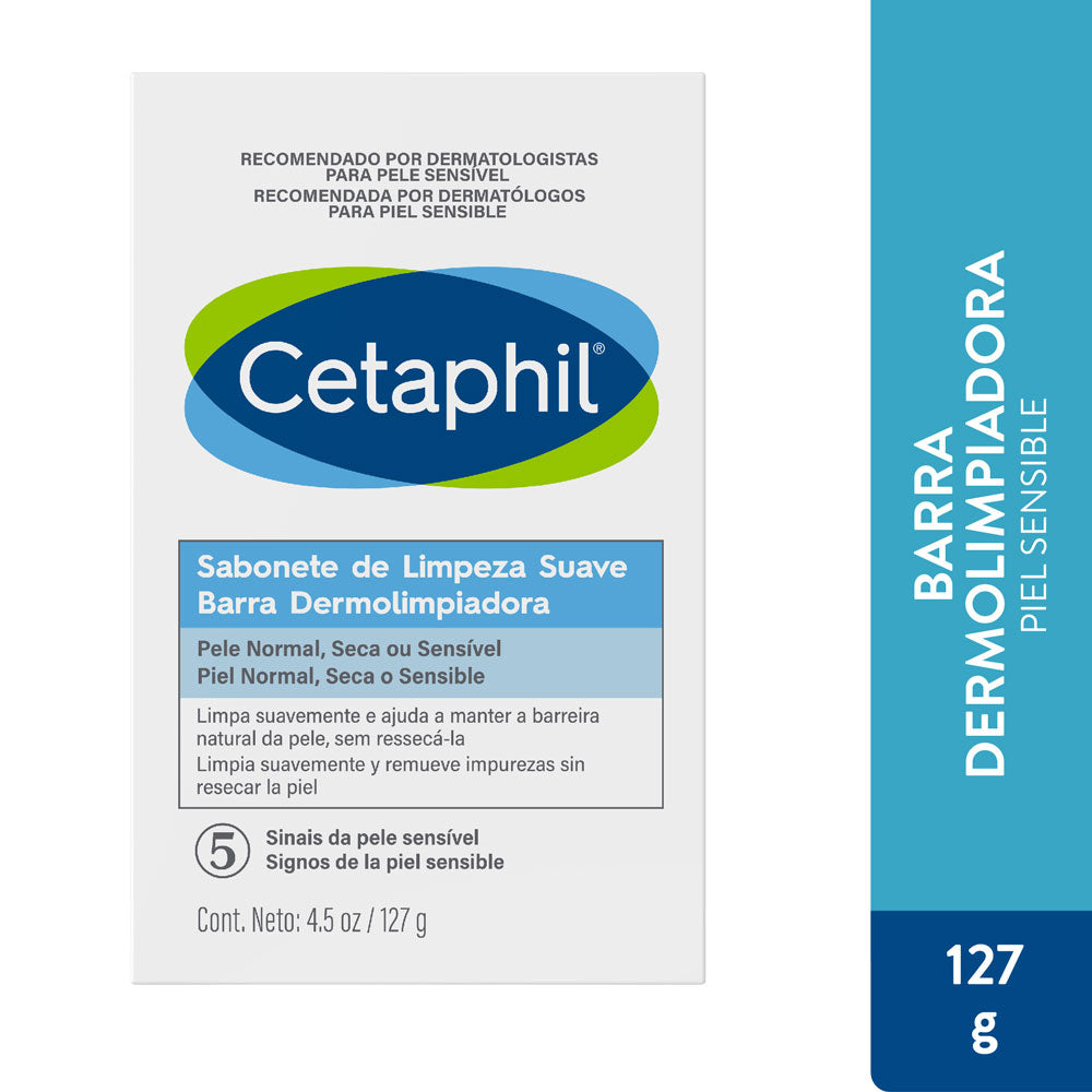 Barra Dermolimpiadora Cetaphil para limpieza facial y corporal