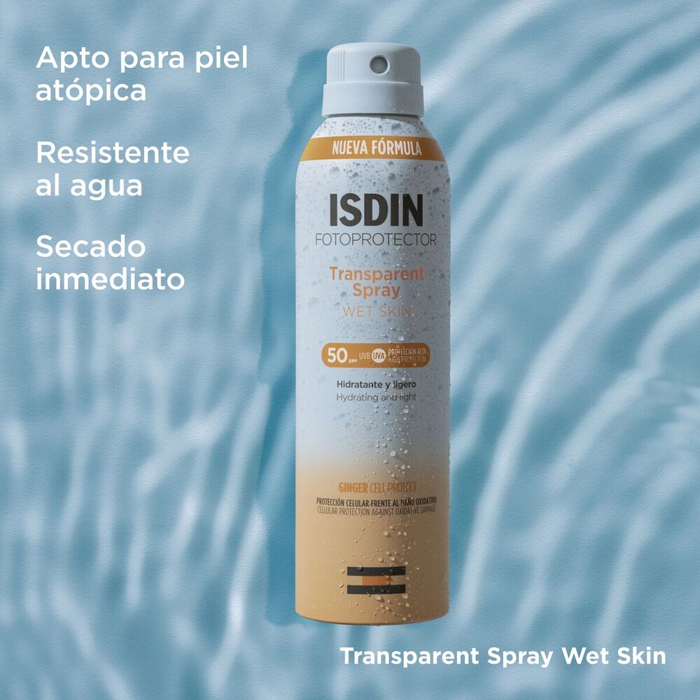 Fotoprotector Transparent Spray Wet Skin de Isdin 250 ml