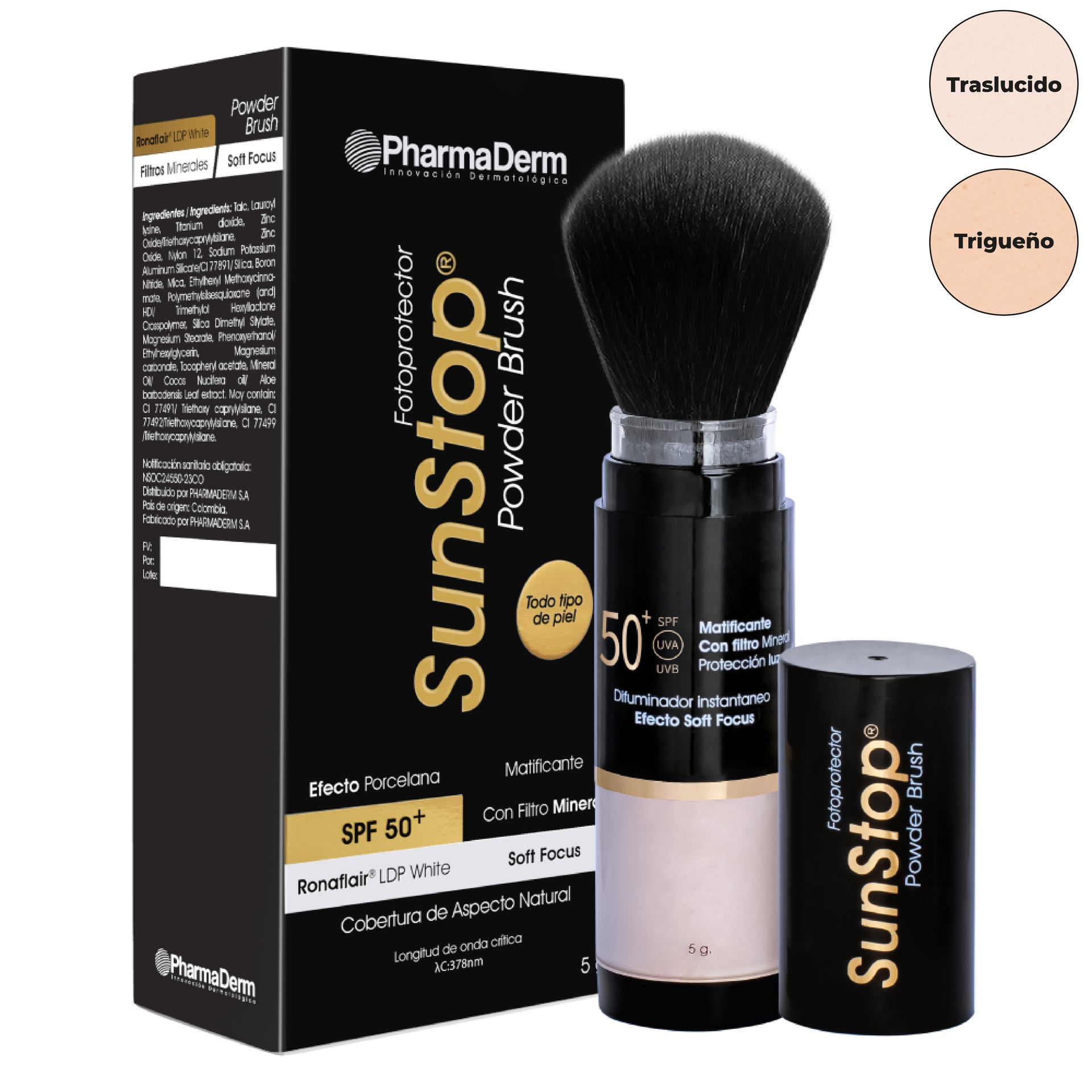 Sunstop Powder Brush SPF50 - Pharmaderm Trigueño_Pharmaskin
