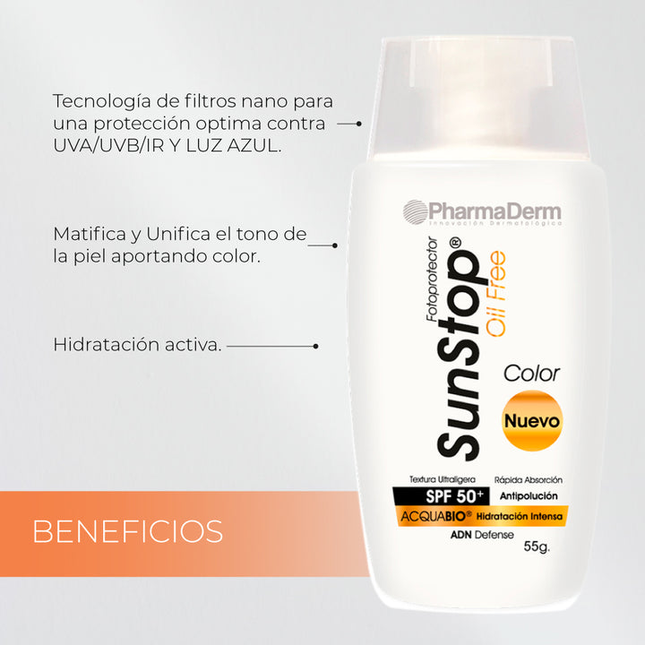 Protector Solar Sunstop Libre de Aceite Pharmaderm Color