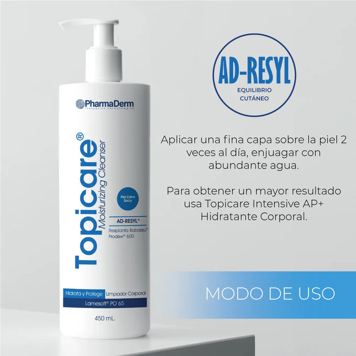 Topicare_Cleanser_Gel_de_Ducha_corporal_450ml_Pharmaderm_Piel_extra_seca_piel_sensible_suave_libres de_sulfato_hidratacion_intensiva